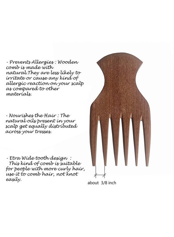 Comb For African Hair Wooden Comb Afro Pick Set For Women Wide Teeth Pick Prong Braiding/Parting 3 Tooth Comb For Braiding Handmade