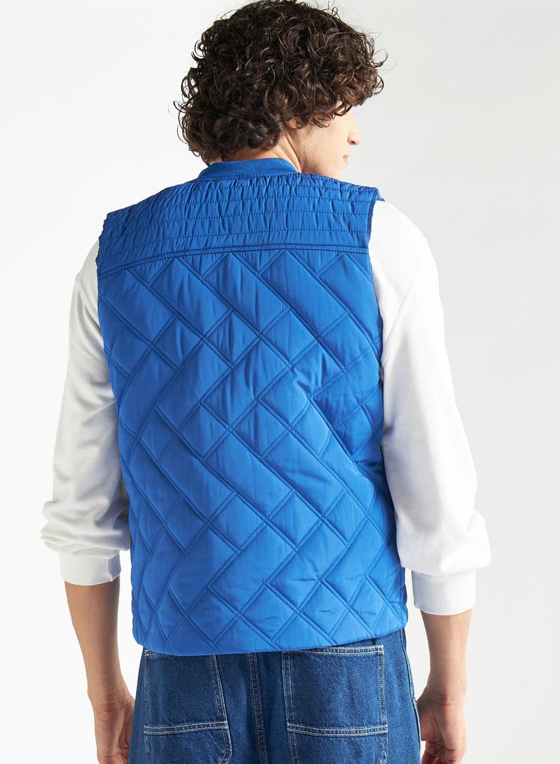 Quilted Zip Through Bomber Jacket