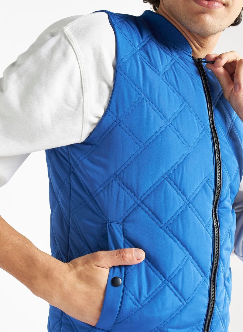 Quilted Zip Through Bomber Jacket
