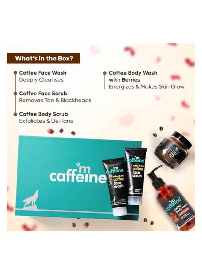 Shower Temptations Gift Set for Women & Men | Luxury Coffee Bath Indulgence in Premium Packaging | Special Unisex Gift Box for Women Wife Husband with Face Wash, Body Wash, Body Scrub & Face