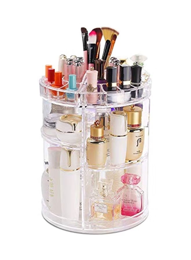 Makeup organizer, 360 degree rotating adjustable cosmetic storage display case with 8 layers large capacity - Clear