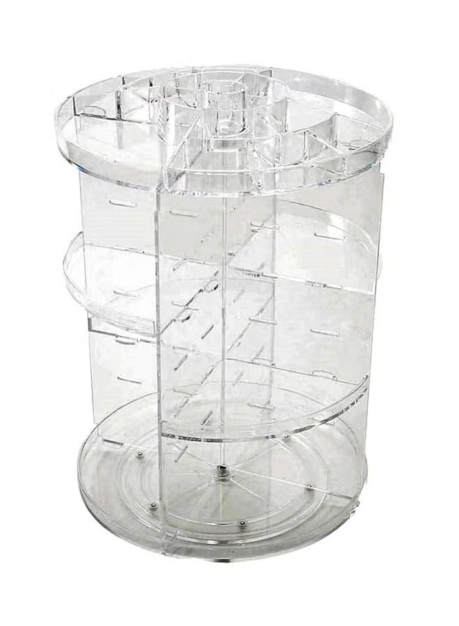 Makeup organizer, 360 degree rotating adjustable cosmetic storage display case with 8 layers large capacity - Clear