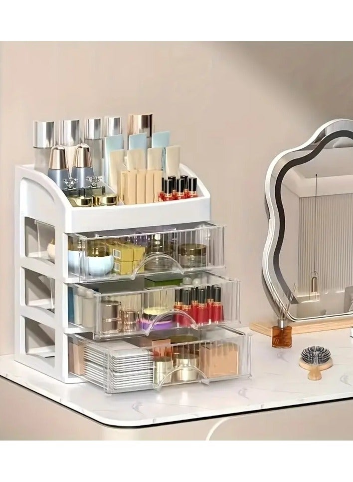 Makeup Organizer For Vanity, Large Capacity Desk Storage Box With Drawer For Dresser, Bathroom & Countertop, Great Holder For Cosmetics, Perfume, Skincare & Toiletries