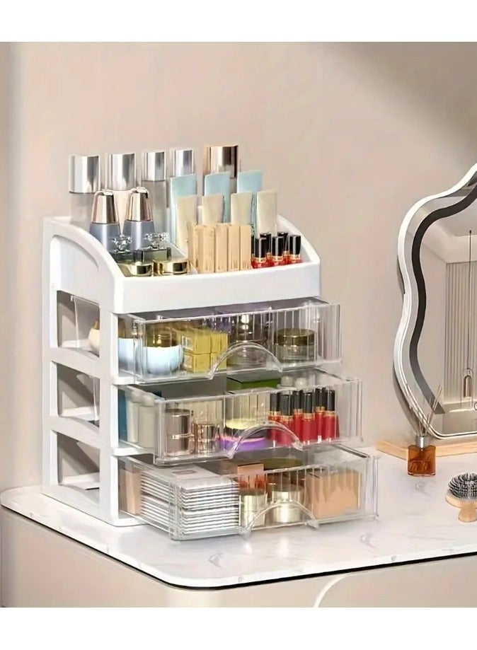 Makeup Organizer For Vanity, Large Capacity Desk Storage Box With Drawer For Dresser, Bathroom & Countertop, Great Holder For Cosmetics, Perfume, Skincare & Toiletries