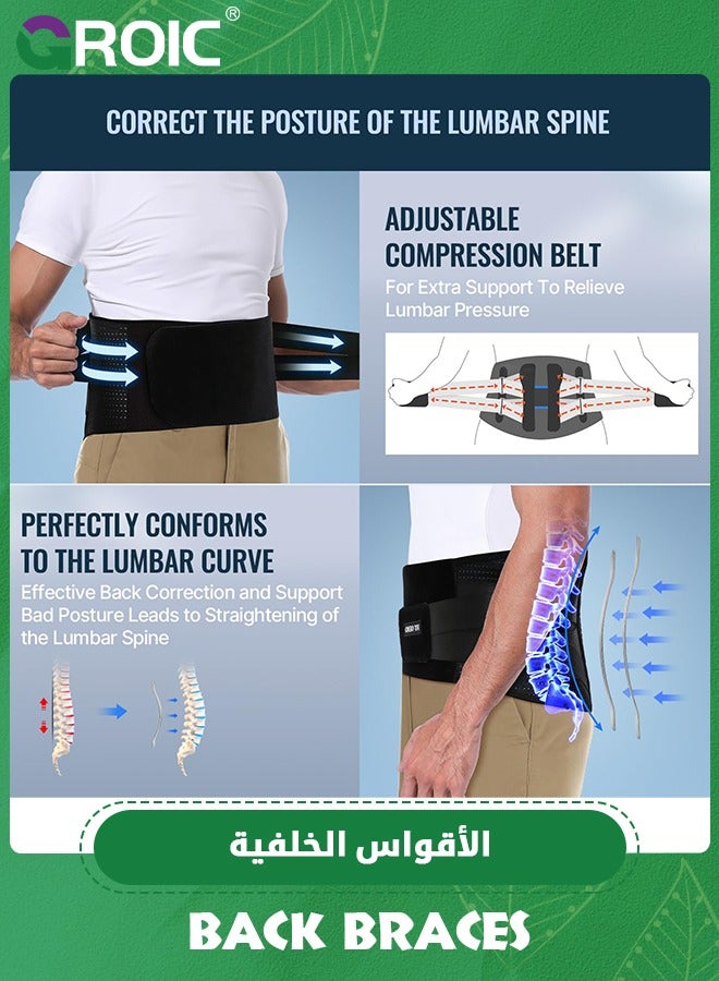 Back Brace for Lower Back Pain, Lumbar Belt Support for Men and Women, Lower Back Pain Relief Herniated Disc Sacral Belt, Ideal for Lifting Working Sports Medium, Large