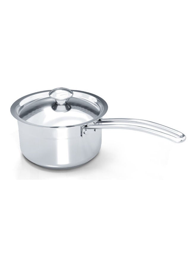 Stainless Steel Milk Pan 16cm (DMP 16W), Well Polished Exterior, Non-Stick Interior, Oven Safe, Dishwasher Safe, 304 Grade, Ergonomic Handle, Heavy Base Sandwich Bottom, Strong & Durable Silver 16cm