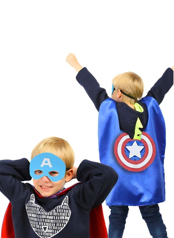 Superhero Launcher Toy Set, Captain America Costume Set, Superhero Costume Set, Superhero Cape and LED Mask,  Launcher Toy Gift for Kids