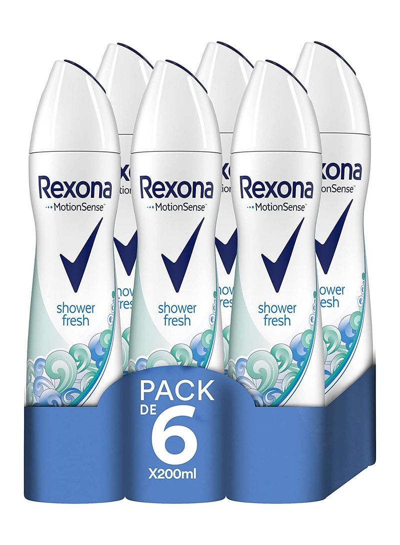 Rexona Antiperspirant Deodorant Shower Fresh – Pack of 6 x 200 ml