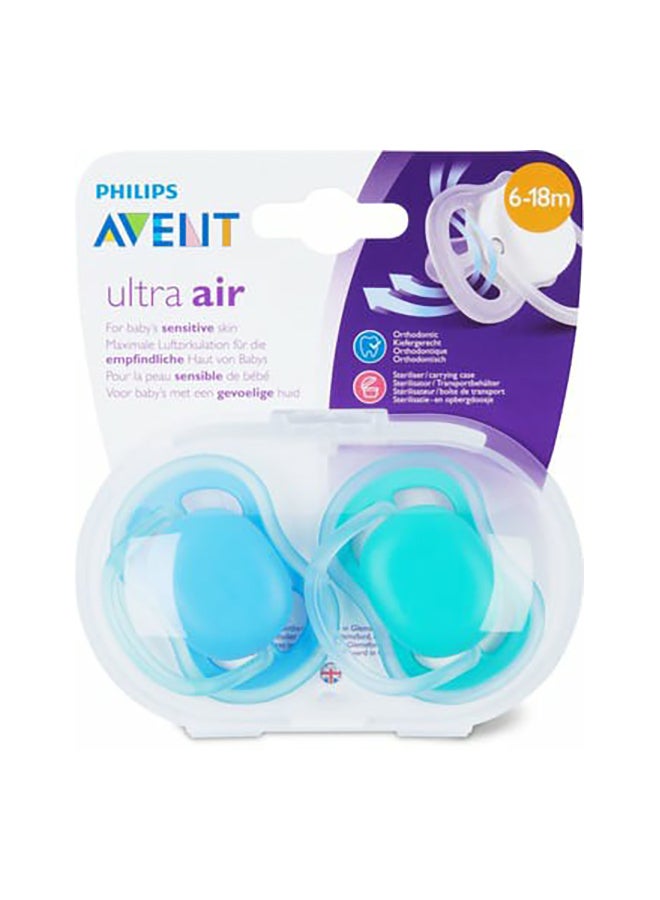 2-Piece Ultra Air Night Soft Pacifier Set Blue