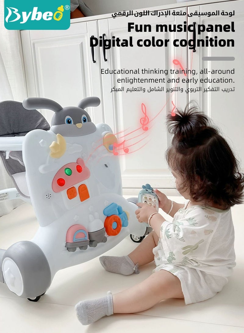 2 in 1 Baby Walker, Infant Walkers for Boys and Girls, Adjustable Height & Speed Walkers with Mute Wheels, Anti-Rollover Pram Stroller, Infant Walk Play Meal Chair for Toddlers