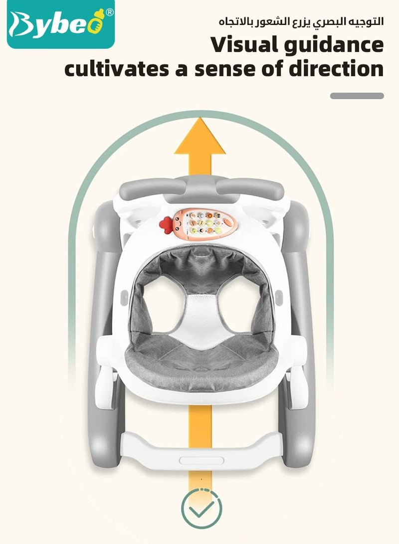 2 in 1 Baby Walker, Infant Walkers for Boys and Girls, Adjustable Height & Speed Walkers with Mute Wheels, Anti-Rollover Pram Stroller, Infant Walk Play Meal Chair for Toddlers