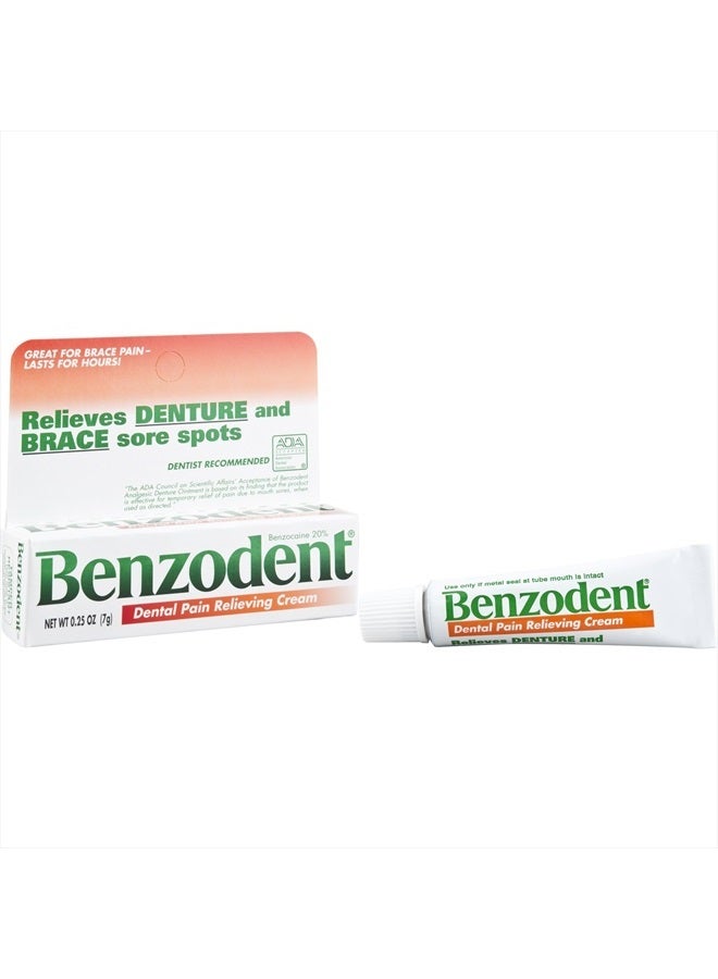 Dental Pain Relieving Cream for Dentures and Braces, 0.25 Ounce Tube