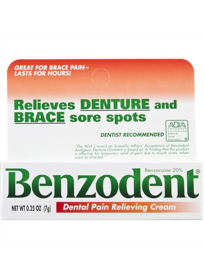 Dental Pain Relieving Cream for Dentures and Braces, 0.25 Ounce Tube