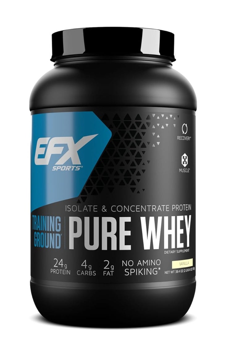 EFX Sports Whey Protein Isolate, Contributes To Growth In Muscle Mass And Muscle Recovery, Vanilla Flavor, 2lbs