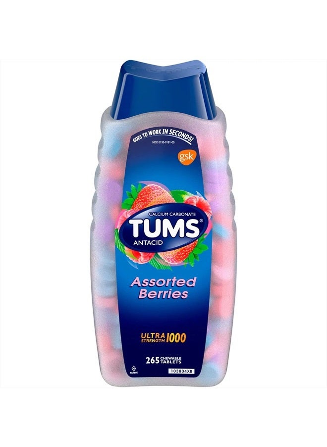 Tums Ultra Assorted Berries 265 Tablets - Maximum Strength Antacid & Calcium Supplement