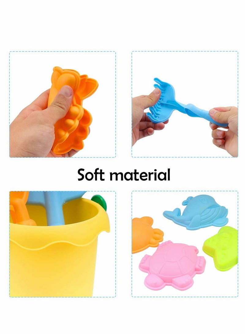 Set Beach Toys for Toddlers Soft Material Truck Molds with Mesh Bag Sand and Water Play Assorted Colour Colorful Kids Castle