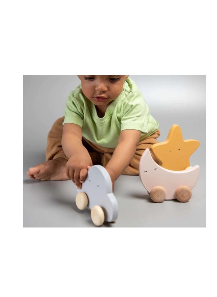 Star rolling Wooden toy Safe, Smooth, Rounded, and Perfectly Sized for Little Hands Adorable Sky Rolling Toys for Toddlers