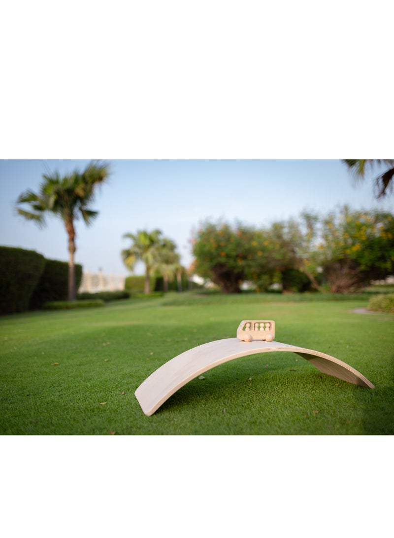 Wooden Wobble Balance Board Kids - Natural Beach Wood Wobble Board - Wood Style Yoga Board - Sleek Edges Ensure Safety - Non Toxic Varnish - Open Ended Toddler Learning Toys