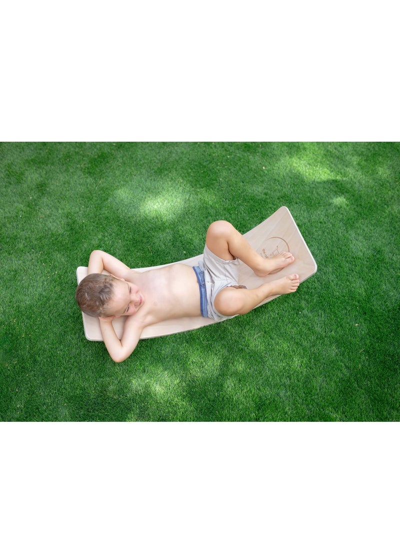 Wooden Wobble Balance Board Kids - Natural Beach Wood Wobble Board - Wood Style Yoga Board - Sleek Edges Ensure Safety - Non Toxic Varnish - Open Ended Toddler Learning Toys