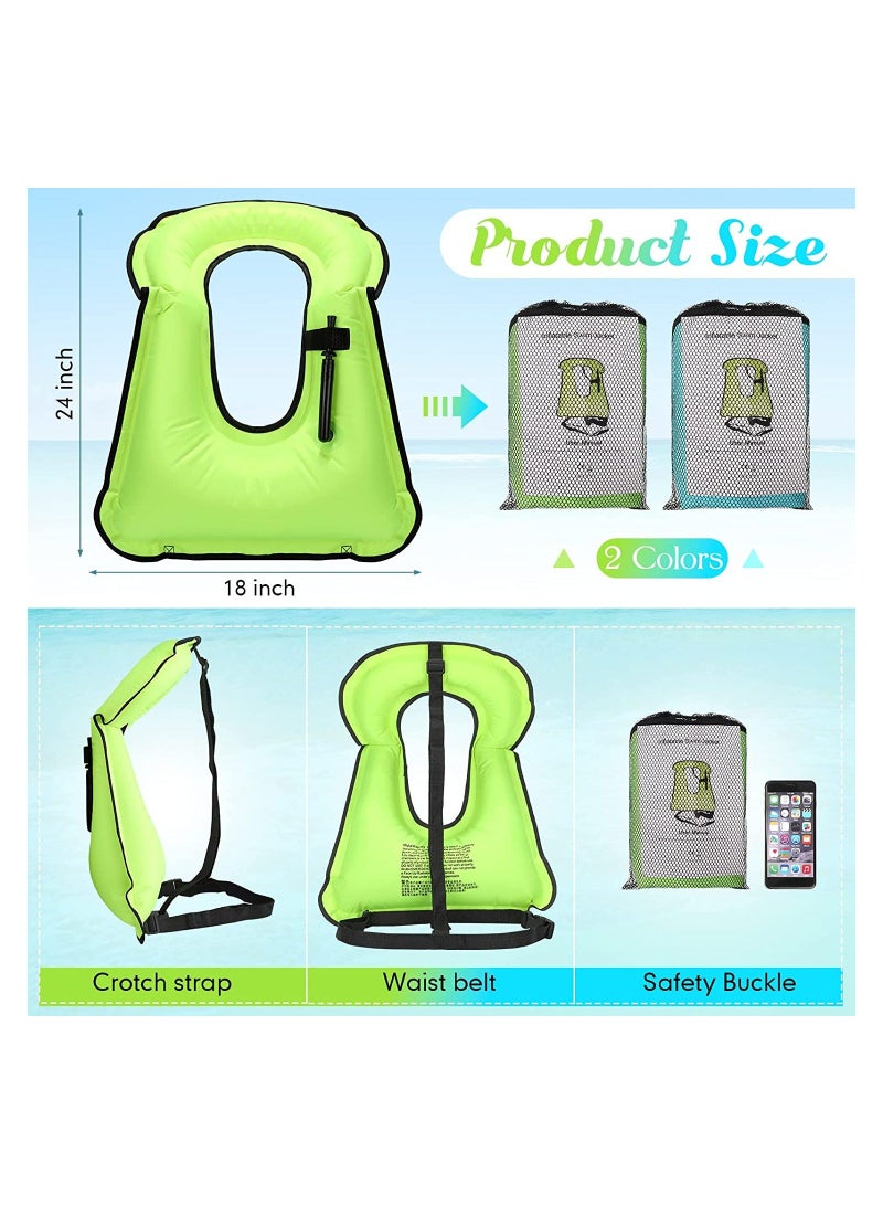 Inflatable Snorkel Vest, Adults Adjustable Light Snorkeling Jackets, Portable Swim Vest for Snorkeling Swimming Diving Surfing, 2Pcs