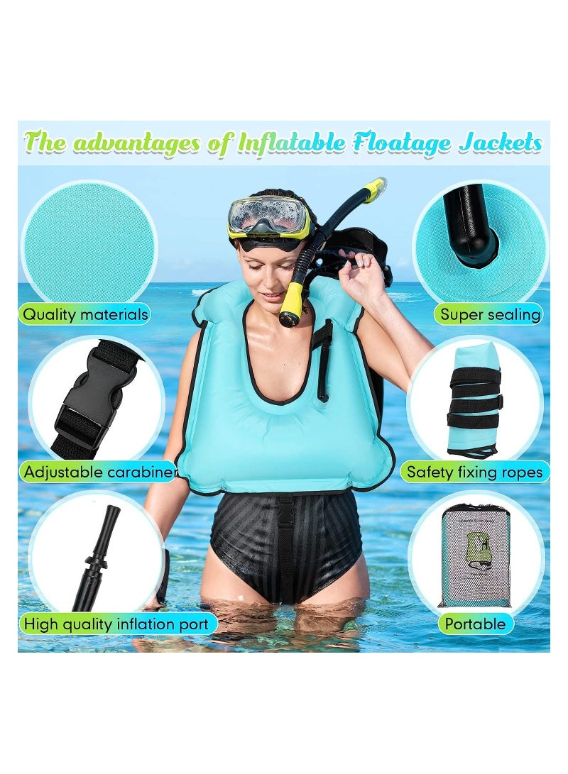 Inflatable Snorkel Vest, Adults Adjustable Light Snorkeling Jackets, Portable Swim Vest for Snorkeling Swimming Diving Surfing, 2Pcs