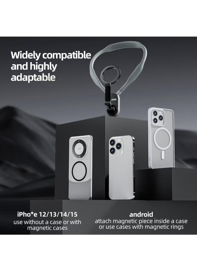 Magnetic Neck Mount For Phone, Quick Release Design Neck Cell Phone Holder, Selfie Mount Hand Free Phone Neck Holder, Video Recording Chest Stand Strap For iPhone Android