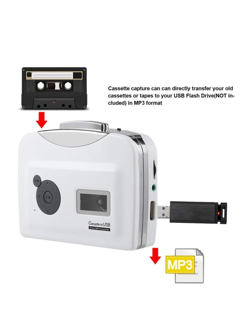 Cassette Converter Portable Cassette Tape to MP3 Converter USB Flash Drive Capture Audio Music Player Plug and Play MP3 Capture