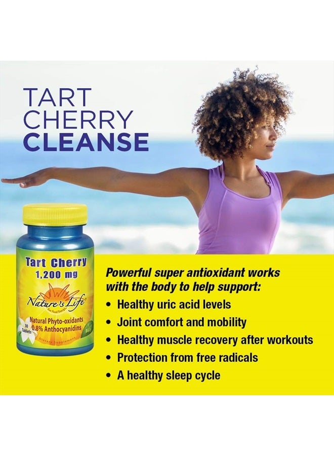 Tart Cherry 1200mg | Uric Acid Cleanse for Joint Comfort, Muscle Recovery & Sleep Support | with Anthocyanins & Polyphenols | 30 Tablets