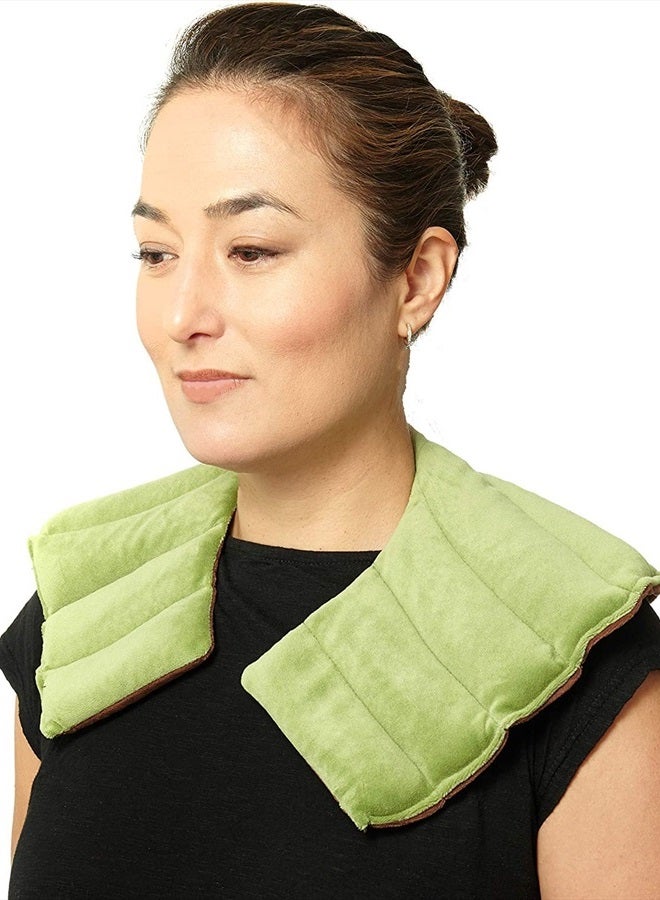 Spa Comforts Microwaveable Hot or Cold Neck Shoulder Wrap with Aromatherapy, Lavender and Peppermint Herbal, Green