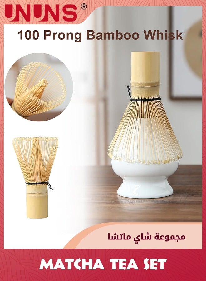Matcha Tea Whisk Set,4-Piece Matcha Whisk And Bowl Ceremony Accessory Kit,Pink Stripe Ceramic Bowl,Matcha Whisk,Traditional Scoop,Perfect Set To Prepare A Traditional Cup Of Matcha