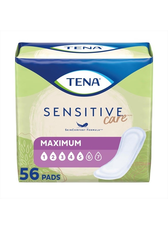 Tena Sensitive Care Maximum Absorbency Incontinence/Bladder Control Pad for Women, Regular Length, 56 Count