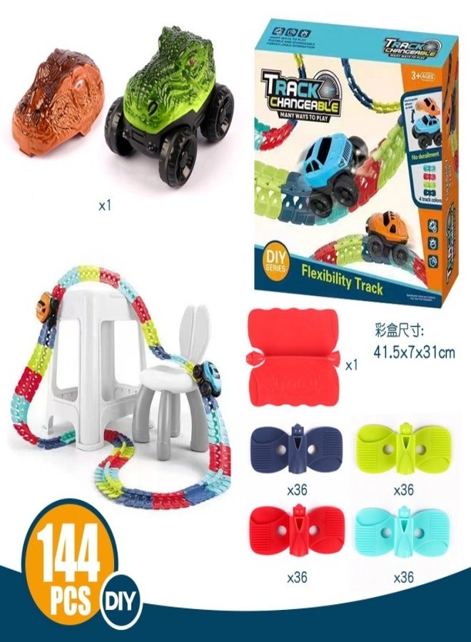 144-Piece Race Track Toys For Kids With A Toy Car With A Replaceable Shell