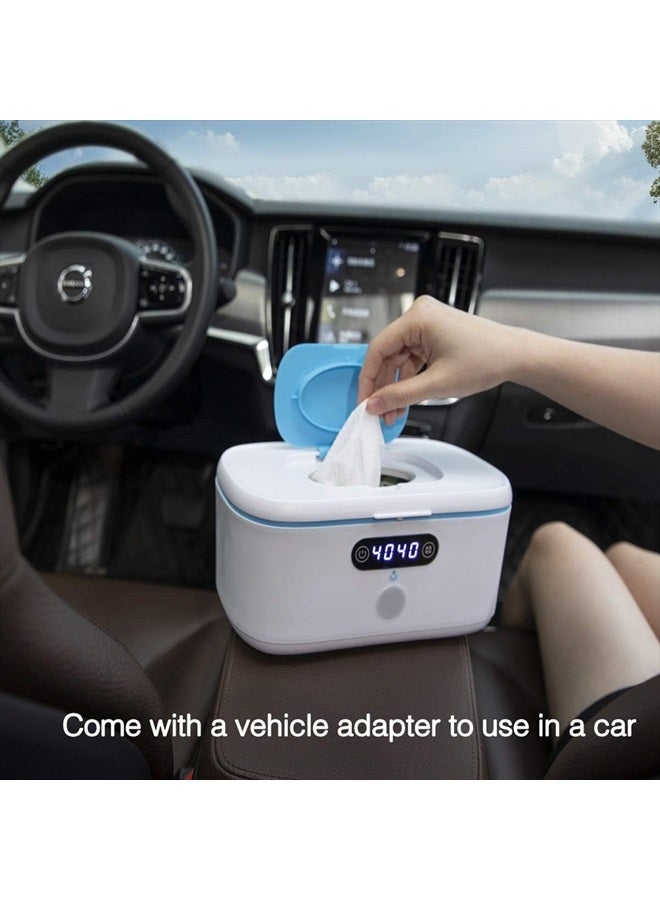 Wipe Wamer for Vehicle and Home Use, Baby Wet Wipes Dispenser and Diaper Wipe Warmer with Night Light,Temperature Display,No Need Water and Sponge, ℉ and ℃ Convertible