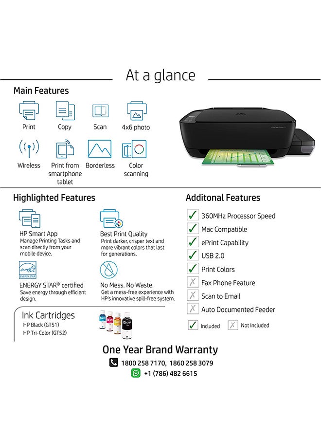 Ink Tank 415 All-In-One Printer With Print/Copy/Scan/Wireless Function Black