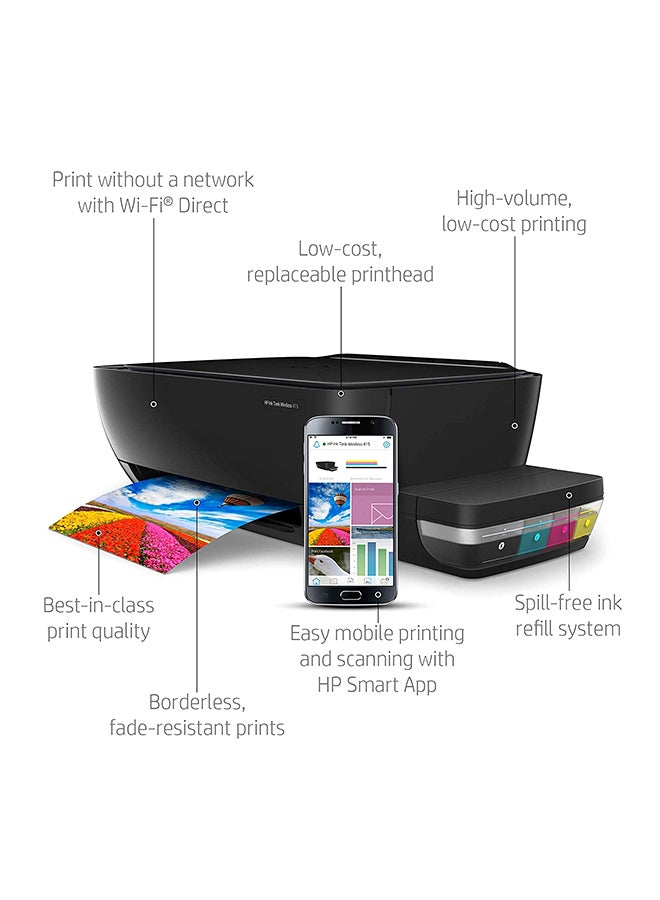 Ink Tank 415 All-In-One Printer With Print/Copy/Scan/Wireless Function Black