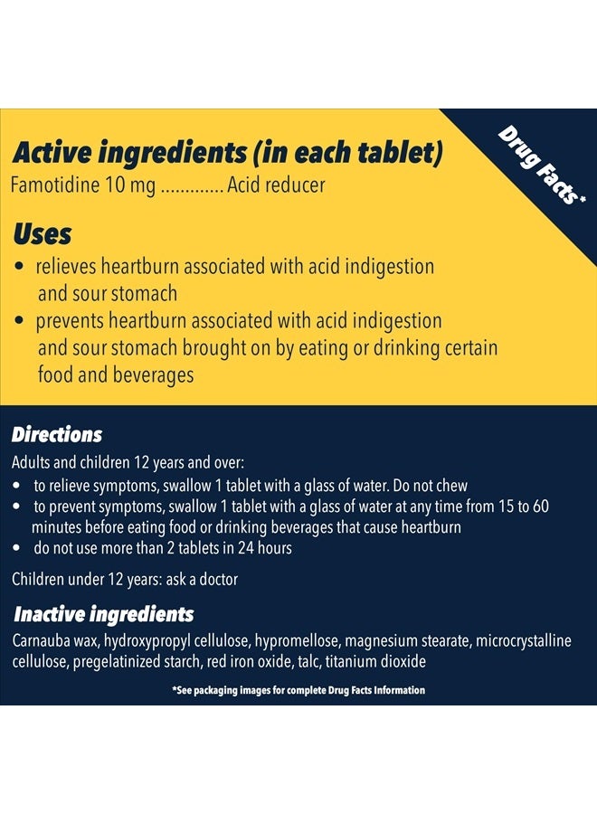 AC Original Strength Heartburn Relief Tablets, Prevents & Relieves Heartburn Due to Acid Indigestion & Sour Stomach, 10 mg Famotidine to Reduce & Control Acid, Fast-Acting, 30 Ct