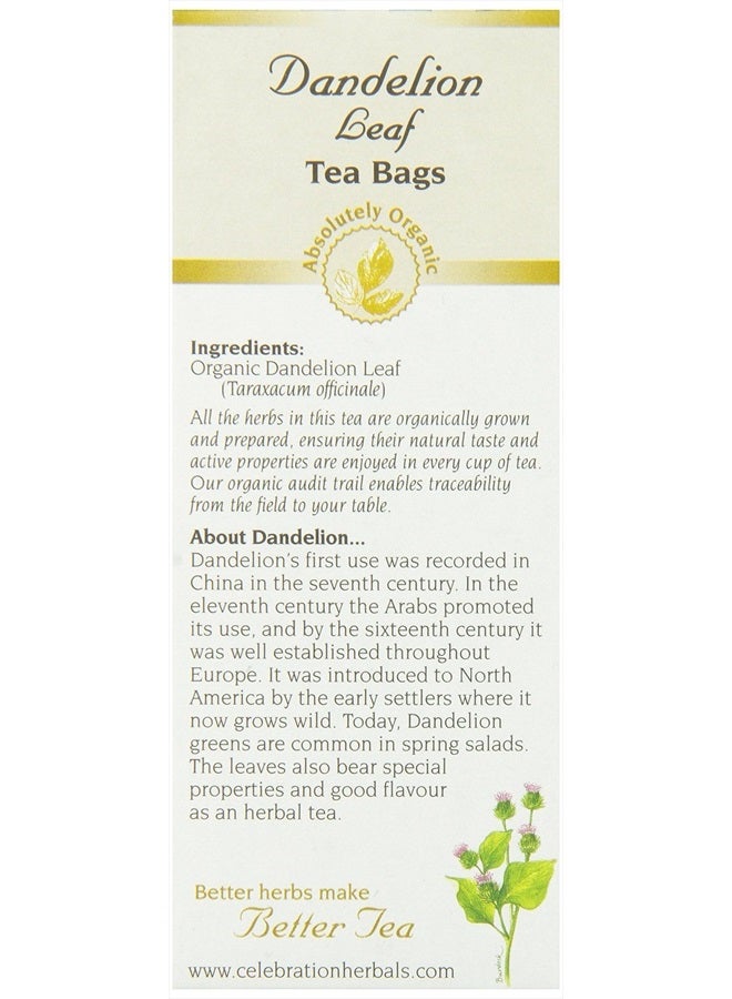 CELEBRATION HERBALS Dandelion Leaf Tea Organic 24 Bag, 0.81 Ounce