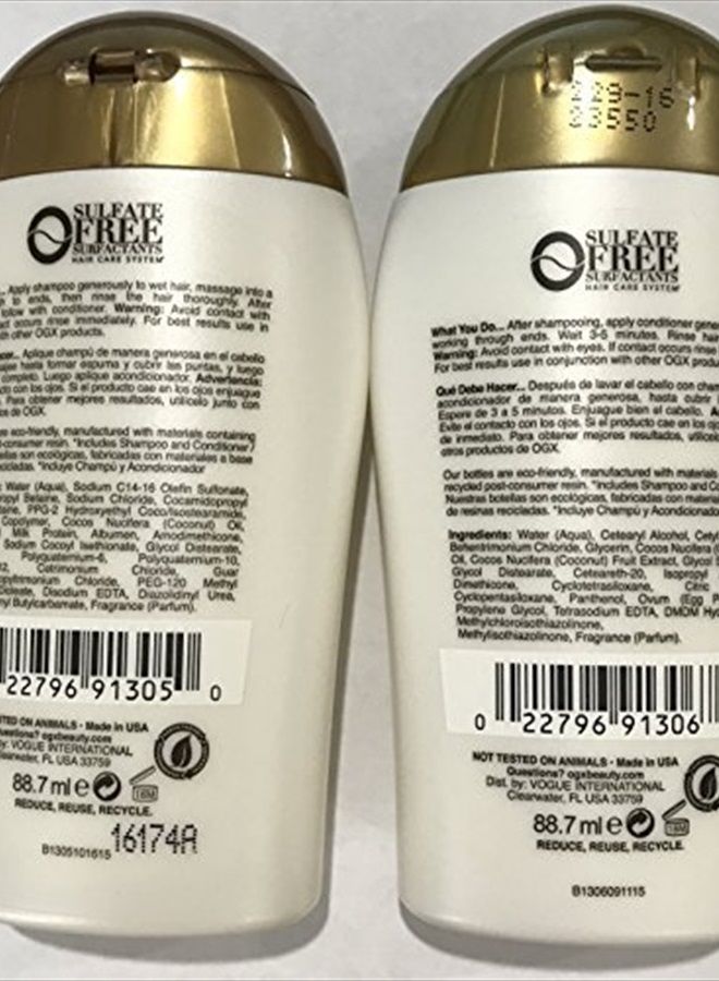 Ogx Nourishing Coconut Milk Shampoo & Conditioner Travel Size - 3 Oz. Each