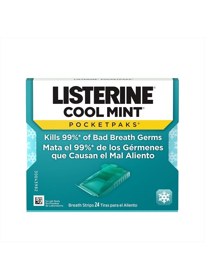 Cool Mint Pocketpaks Breath Strips Kills Bad Breath Germs, 24-Strip Pack (12 Pack)