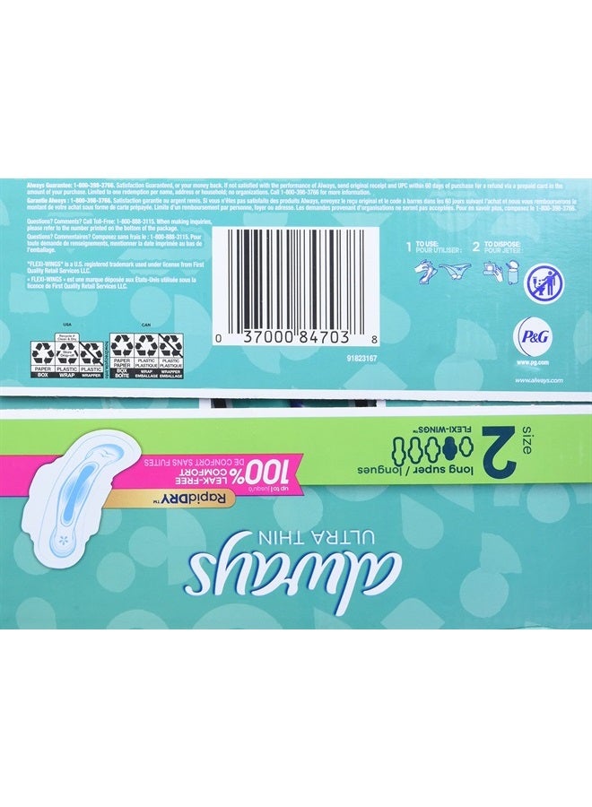 Ultra Thin Feminine Pads with Wings, Long/Super, Unscented, 88 Count