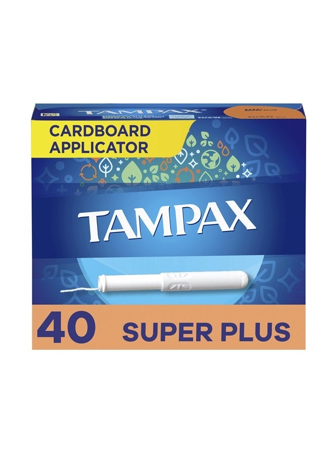 Tampons, Super Plus Absorbency, Cardboard Applicator, Leakgaurd Skirt, Unscented, 40 Count