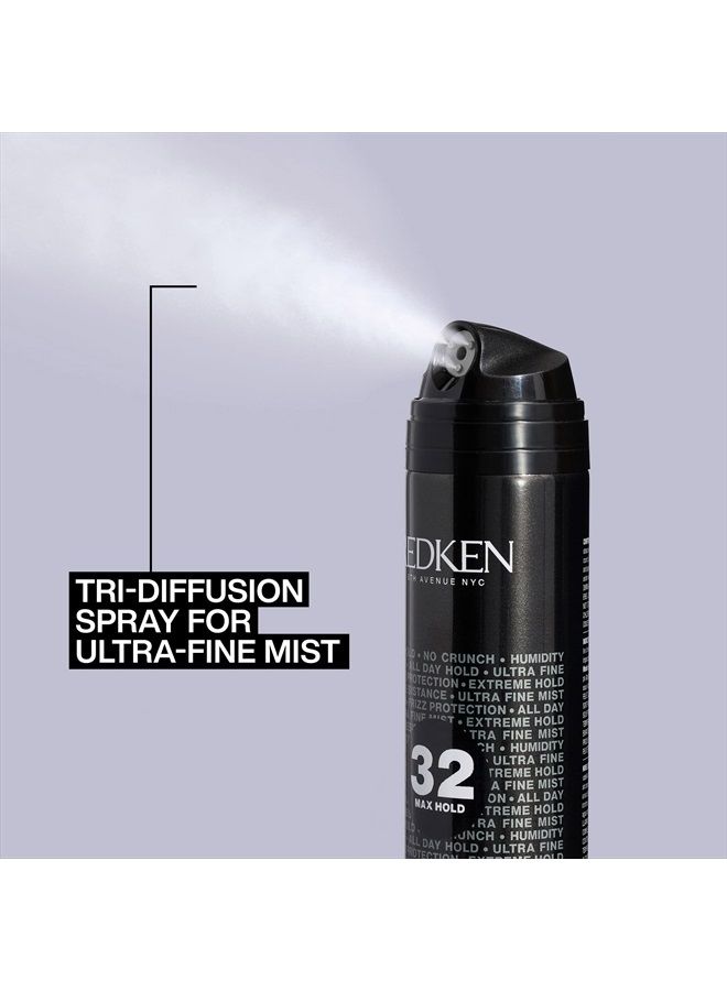 Redken Max Hold Hairspray 32 | Extreme Maximum High Hold Hairspray | Long-Lasting Lift & Body | All-Day Style Control | Dry Finish | 24 Hour Humidity Resistance | | For All Hair Types | 9 Oz