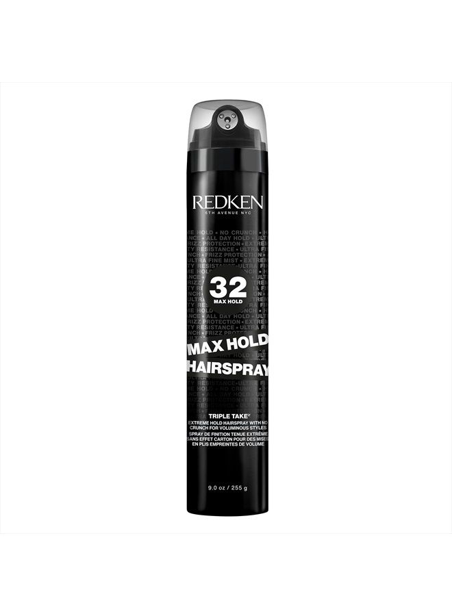 Redken Max Hold Hairspray 32 | Extreme Maximum High Hold Hairspray | Long-Lasting Lift & Body | All-Day Style Control | Dry Finish | 24 Hour Humidity Resistance | | For All Hair Types | 9 Oz