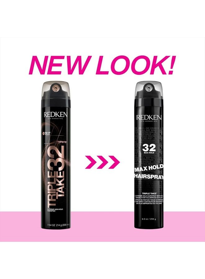 Redken Max Hold Hairspray 32 | Extreme Maximum High Hold Hairspray | Long-Lasting Lift & Body | All-Day Style Control | Dry Finish | 24 Hour Humidity Resistance | | For All Hair Types | 9 Oz