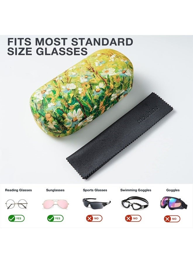 Hard Shell Sunglasses Case,Classic Large Glasses Case for Women Men,Sunglass Eyeglasses (Yellow Daisy)