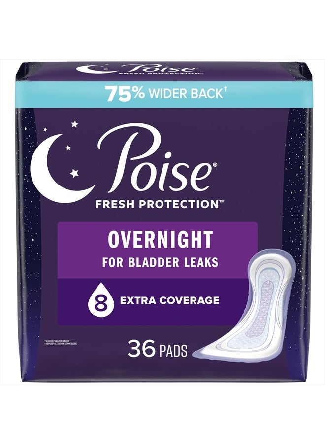 Incontinence Pads & Postpartum Overnight Incontinence Pads, 8 Drop Extra Coverage, 36 Count, Packaging May Vary