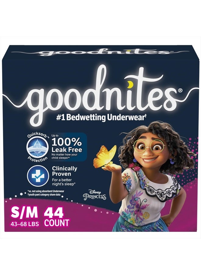 Goodnites Girls' Nighttime Bedwetting Underwear, Size S/M (43-68 lbs), 44 Ct (2 Packs of 22), Packaging May Vary
