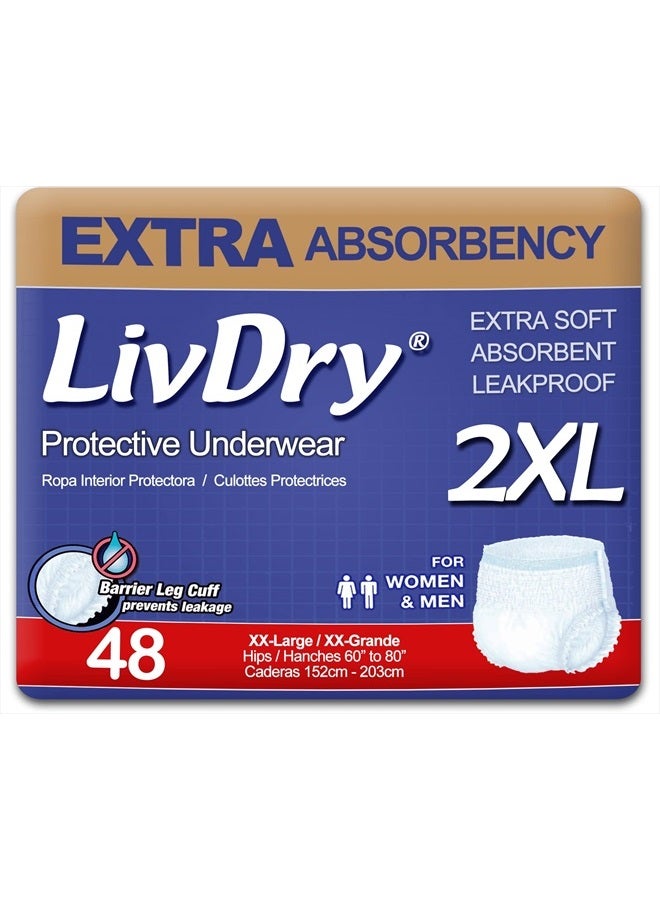 Adult XXL Incontinence Underwear, Extra Comfort Absorbency, Leak Protection, XX-Large, 48-Pack