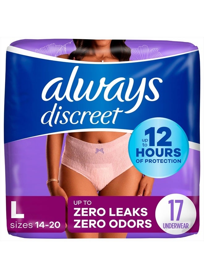 Adult Incontinence & Postpartum Underwear for Women, Maximum, Large, 17 Count (Packaging May Vary)