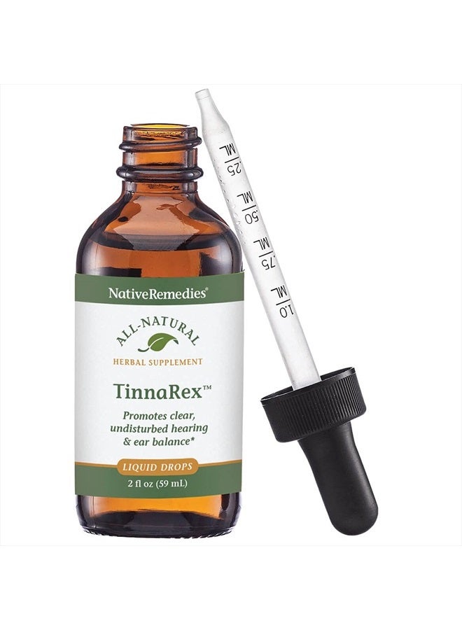 TinnaRex - All Natural Herbal Supplement Promotes Clear and Undisturbed Hearing - Supports Ear Structures, Sound Conduction and Conveyance - 59 mL